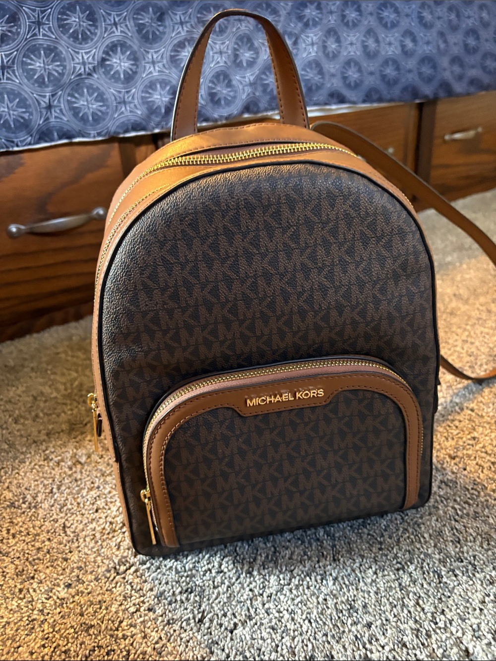 Michael Kors Brown and Cognac Jaycee Medium Backpack